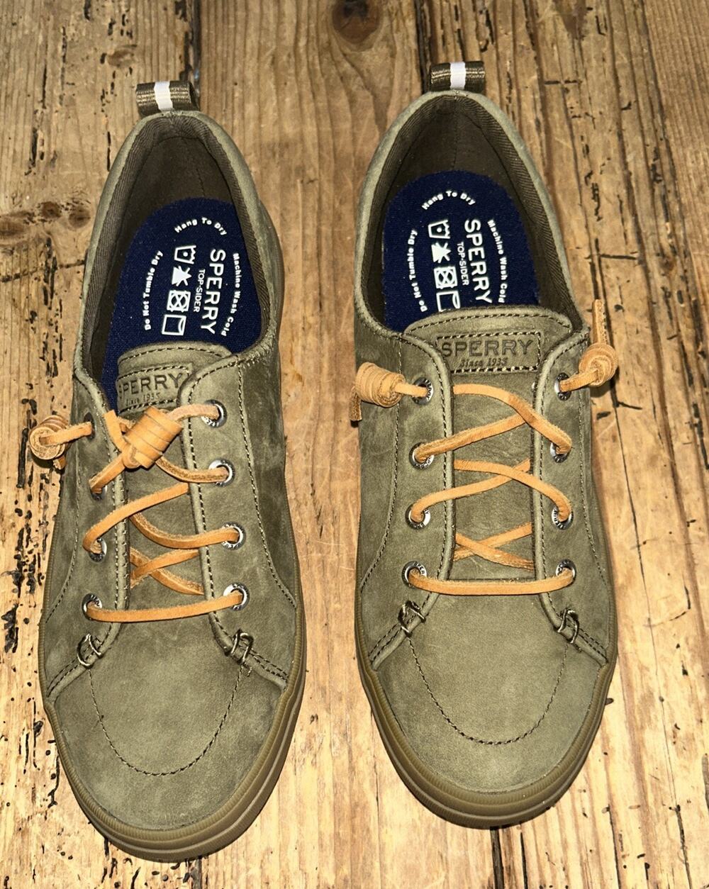 Sperry Women’s Size 7.5 M Crest Vibe Washable Olive Sneakers NEW